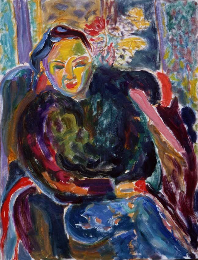 " Portrait de femme " - Huile sur toile et carton - 61x50cm - 1993