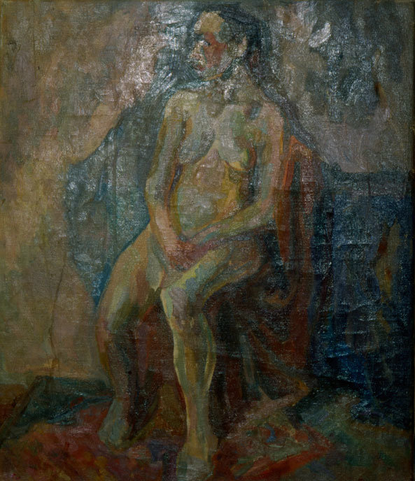 "Femme nue assise" - Huile sur toile - 53x44cm (10F) - 1938 Pologne - Collection privée